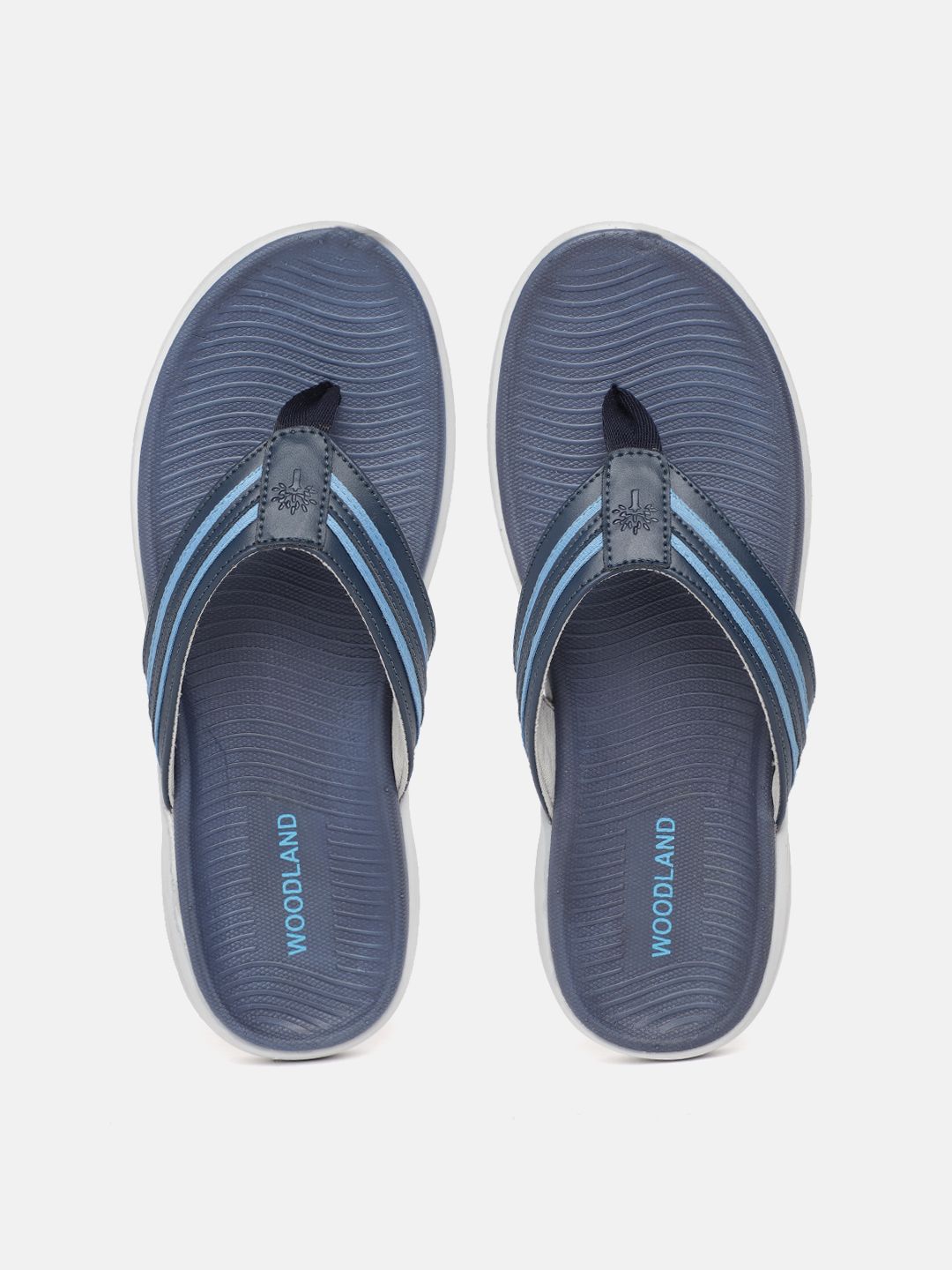 Woodland Men Navy Blue Solid Thong Flip-Flops