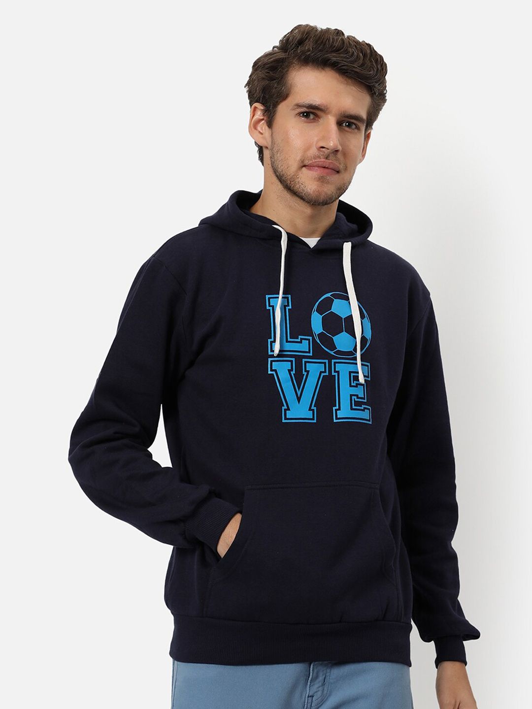 CAHOOT Men Blue Printed Hooded Cotton Sweatshirt-picture-26