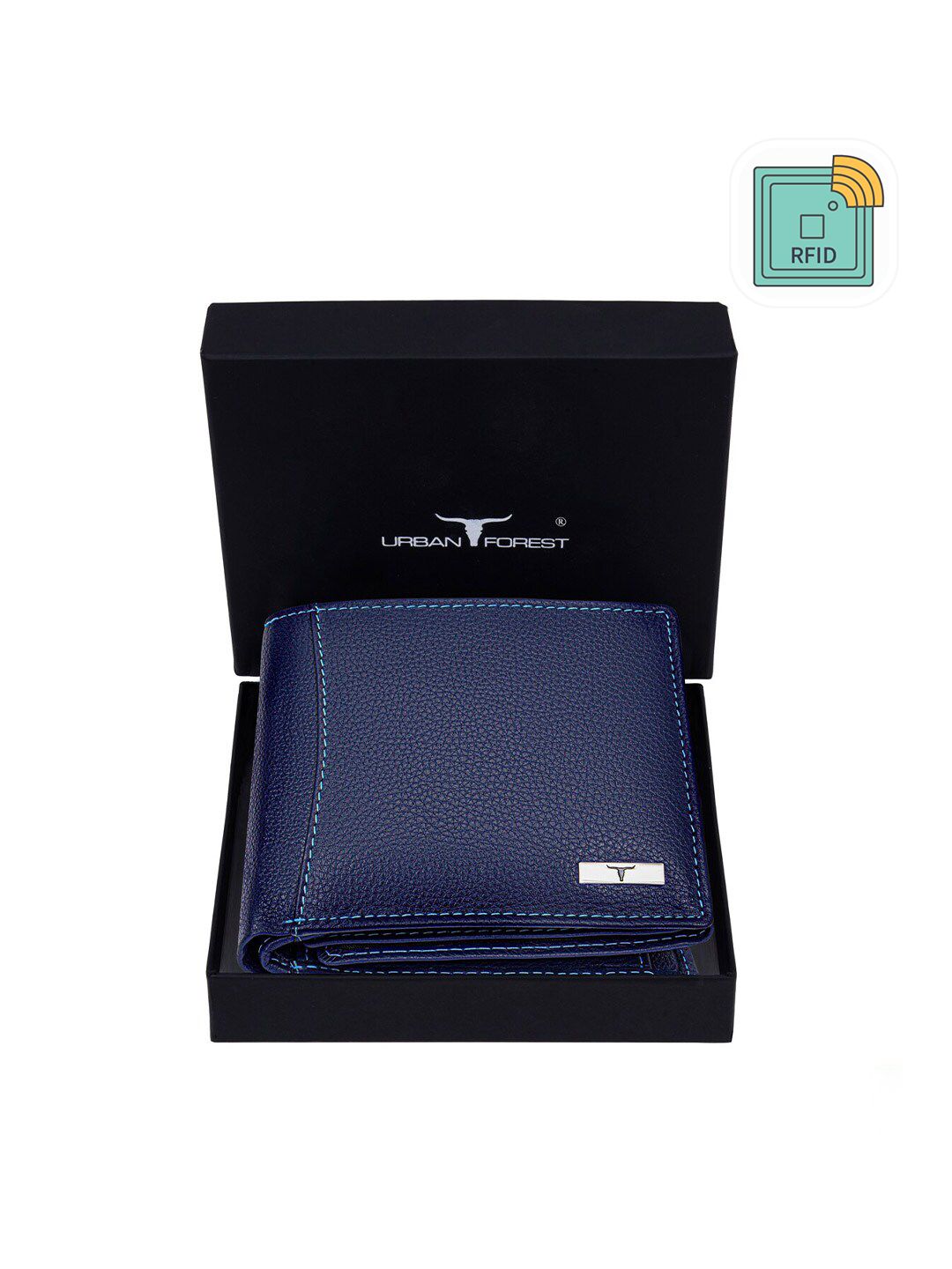 URBAN FOREST Men Blue Leather Two Fold Wallet-image-11