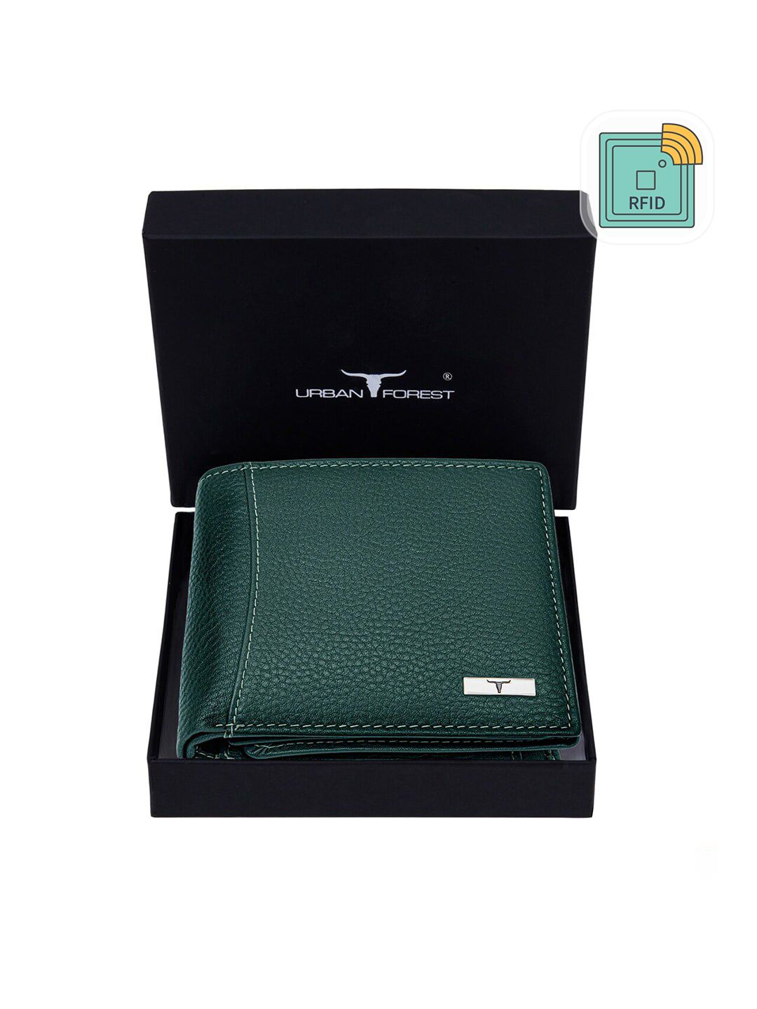 URBAN FOREST Men Green Leather Three Fold Wallet-picture-33