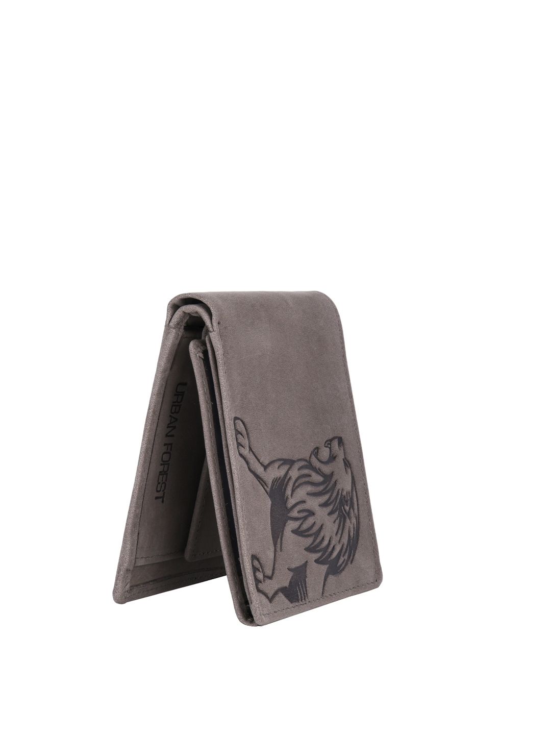 URBAN FOREST Men Grey & Black Animal Printed Leather Two Fold Wallet-picture-19