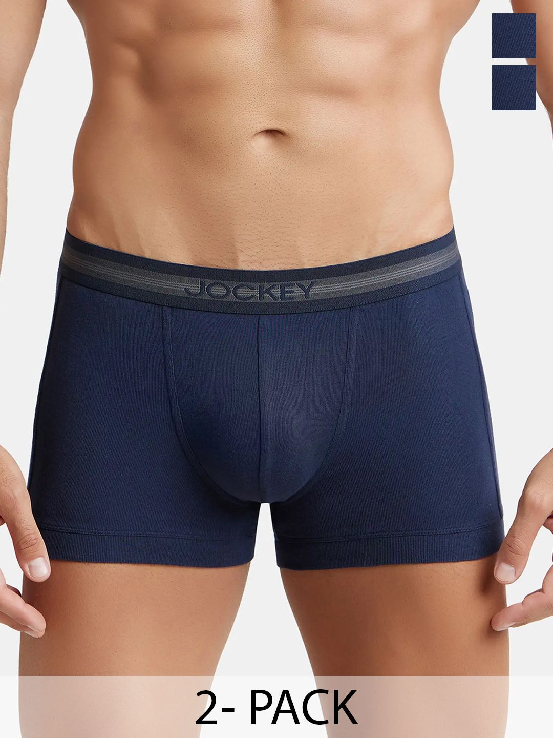 Jockey Men Pack of 2 Navy Blue Solid Super Combed Cotton Trunk-picture-18