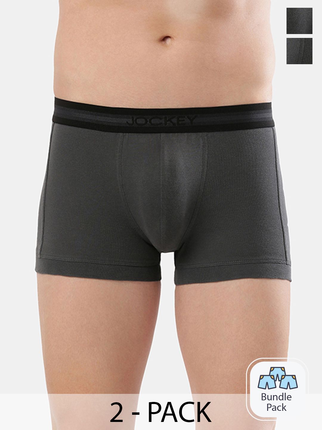Jockey Men Pack of 2 Grey Solid Super Combed Cotton Trunk 1015-0205-ASPHT-picture-14