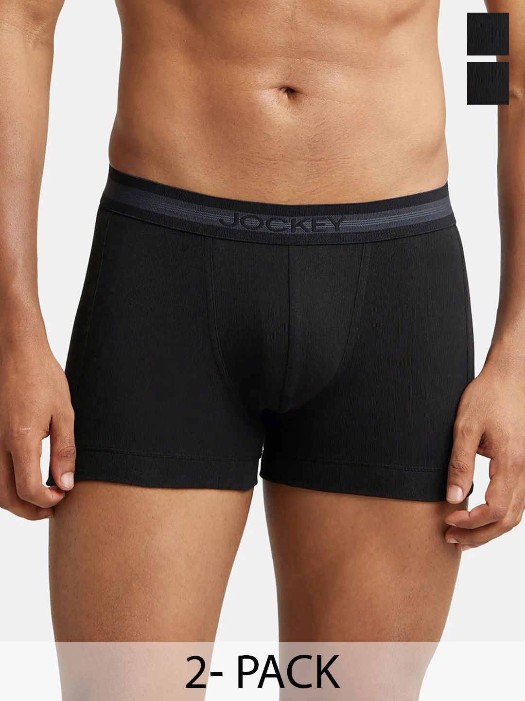 Jockey Men Black Pack of 2 Solid Super Combed Cotton Trunks-picture-10