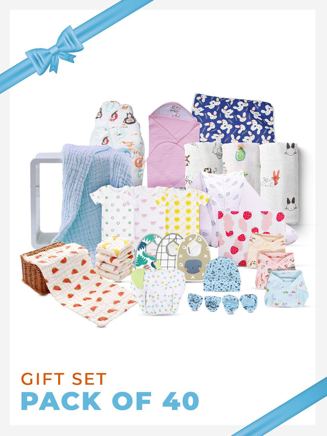 Moms Home Infant Pack of 40 Multi Baby Apparel Gift Set-image-8