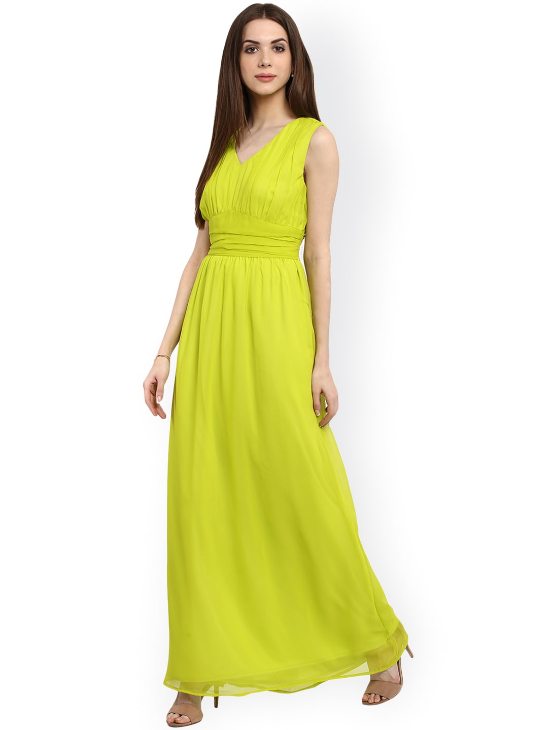 La Zoire Women Lime Green Solid Maxi Dress