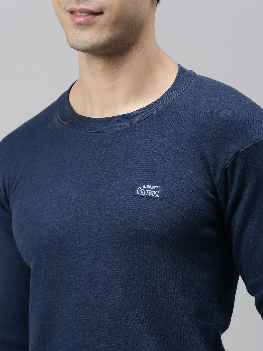 Lux Cottswool Men Blue Solid Cotton Thermal Top-picture-14