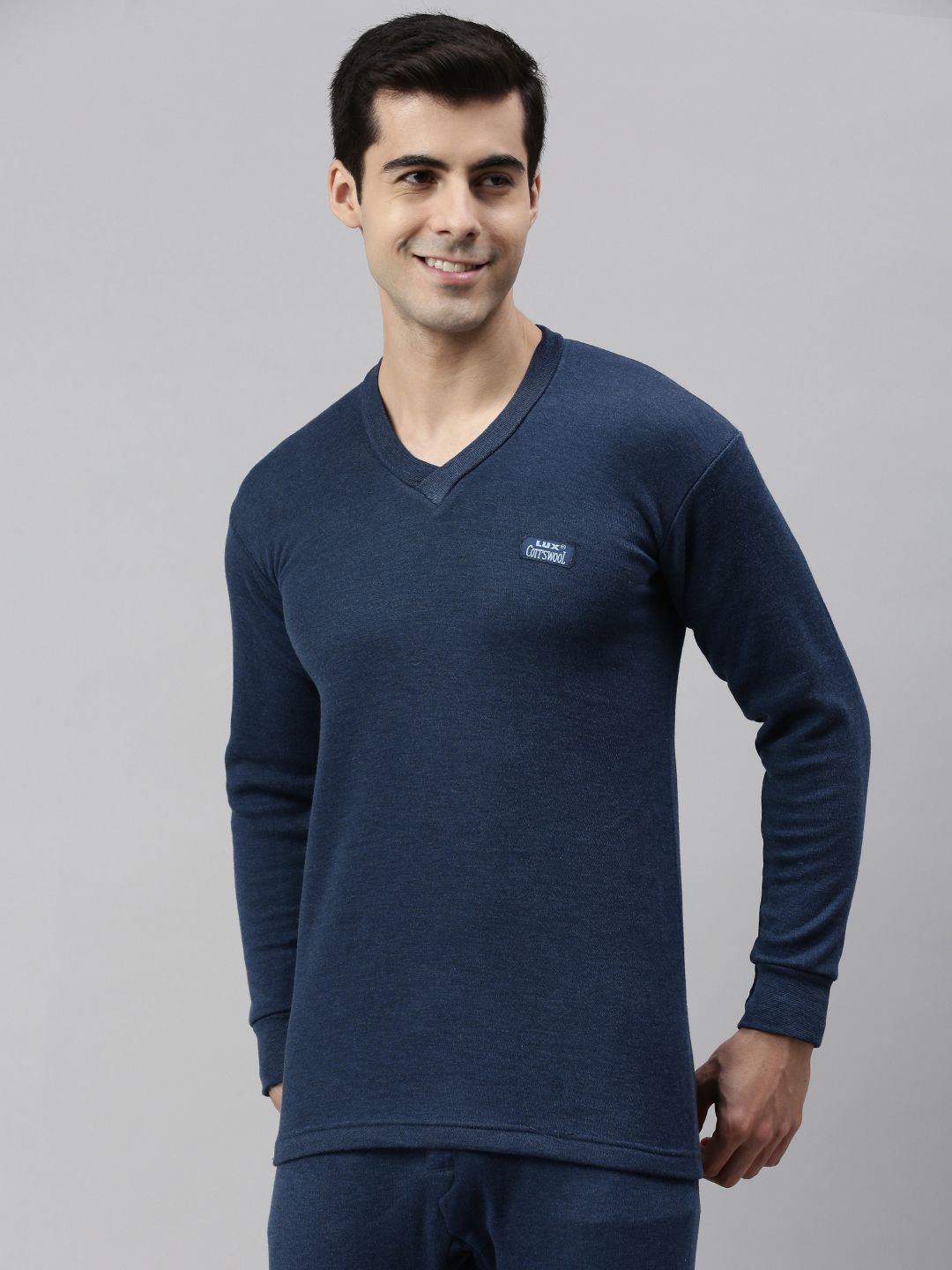 Lux Cottswool Men Blue Solid Slim Fit Thermal Top-picture-27