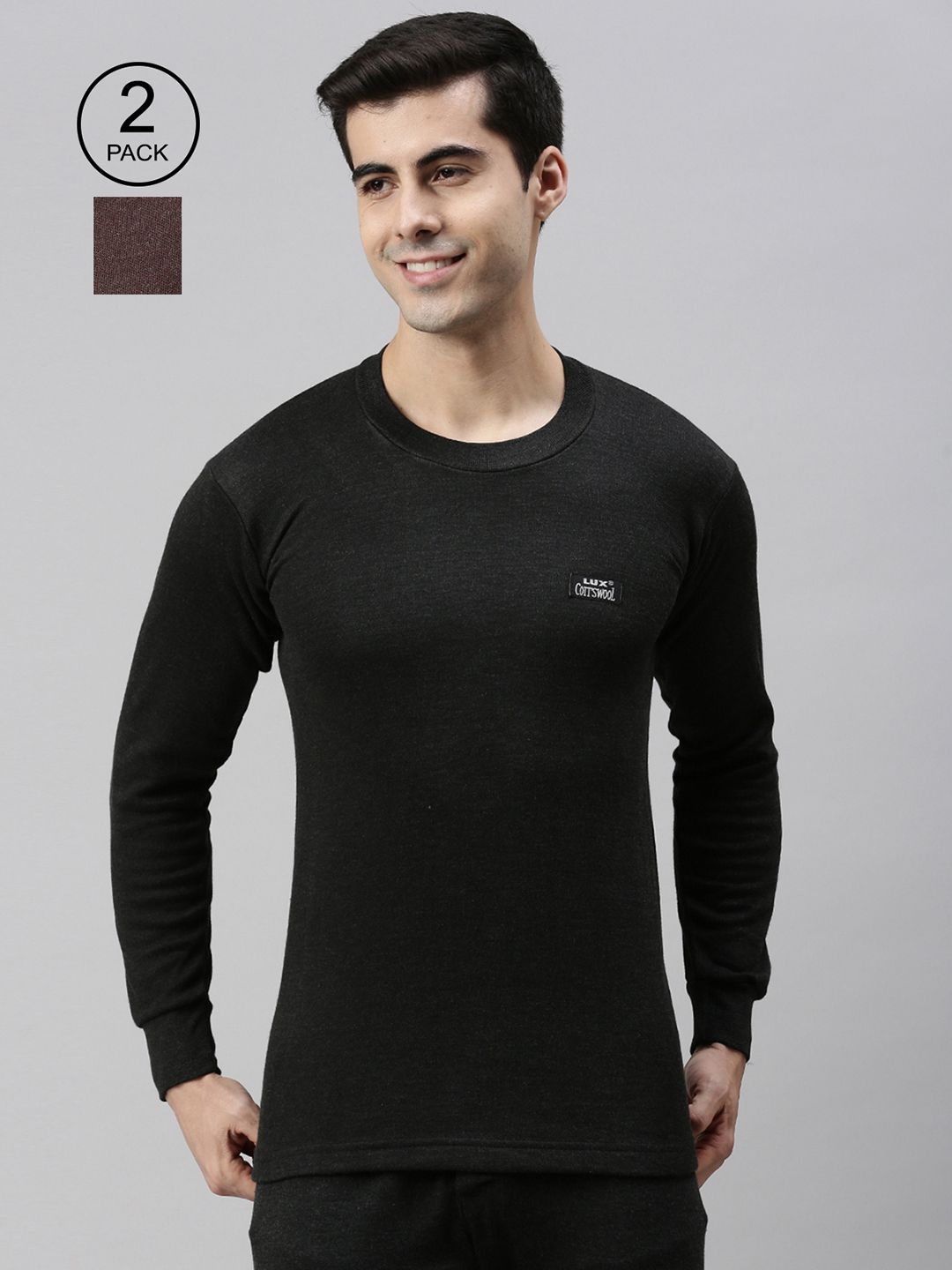 Lux Cottswool Men Pack Of 2  Solid Cotton  Thermal Tops-picture-25