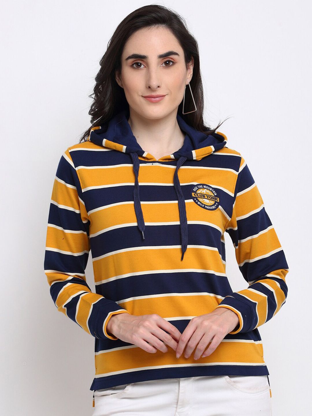 Club York Women Mustard Colourblocked Sweatshirt-picture-21