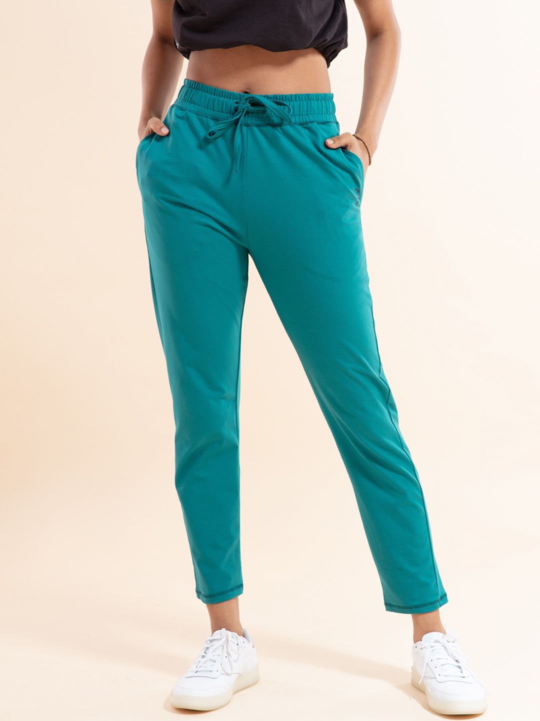 Buy Jockey Jockey Woman's Teal Blue Solid Yoga Pants at Redfynd