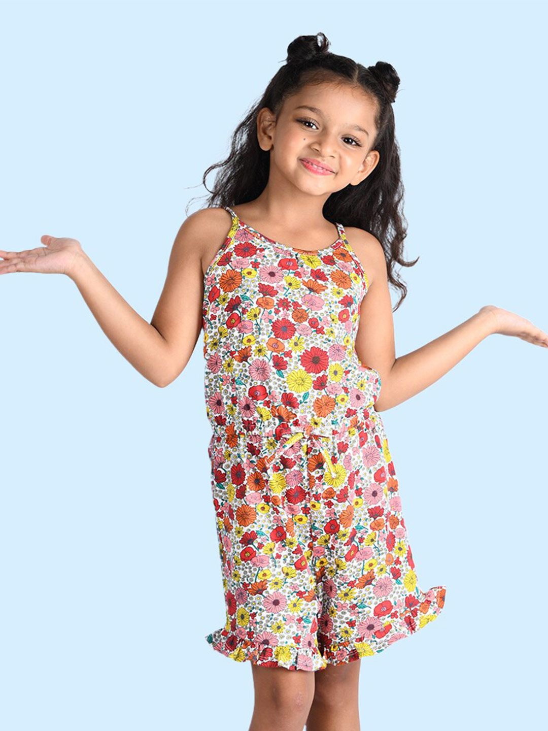 Zalio Girls White & Pink Printed Jumpsuit-picture-47