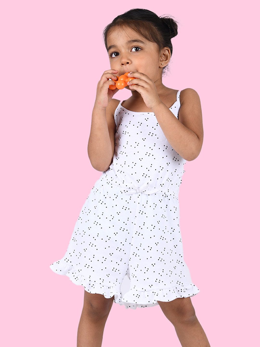 Zalio Girls White & Green Printed Playsuit-picture-25