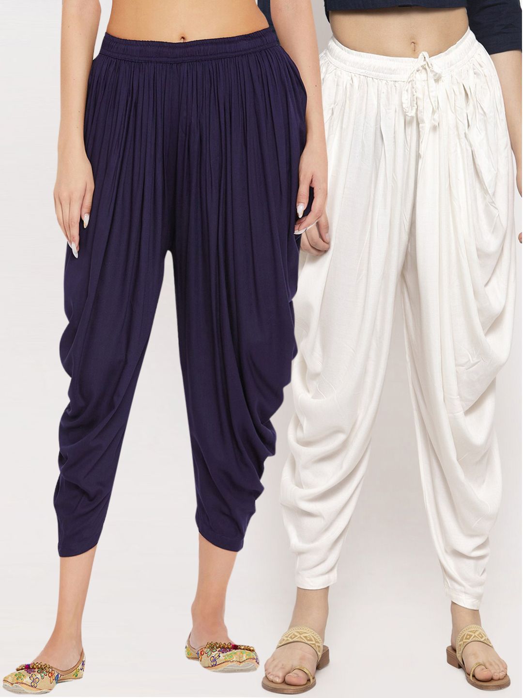 Clora Creation Women Pack Of 2 Off-White & Navy Blue Solid Dhoti Salwar-picture-45