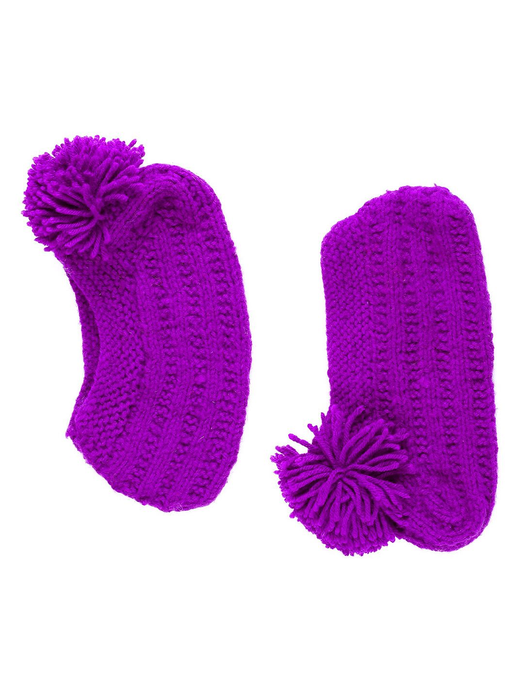 Bharatasya Girls Purple Pom-Pom Knited Footie Socks-picture-37