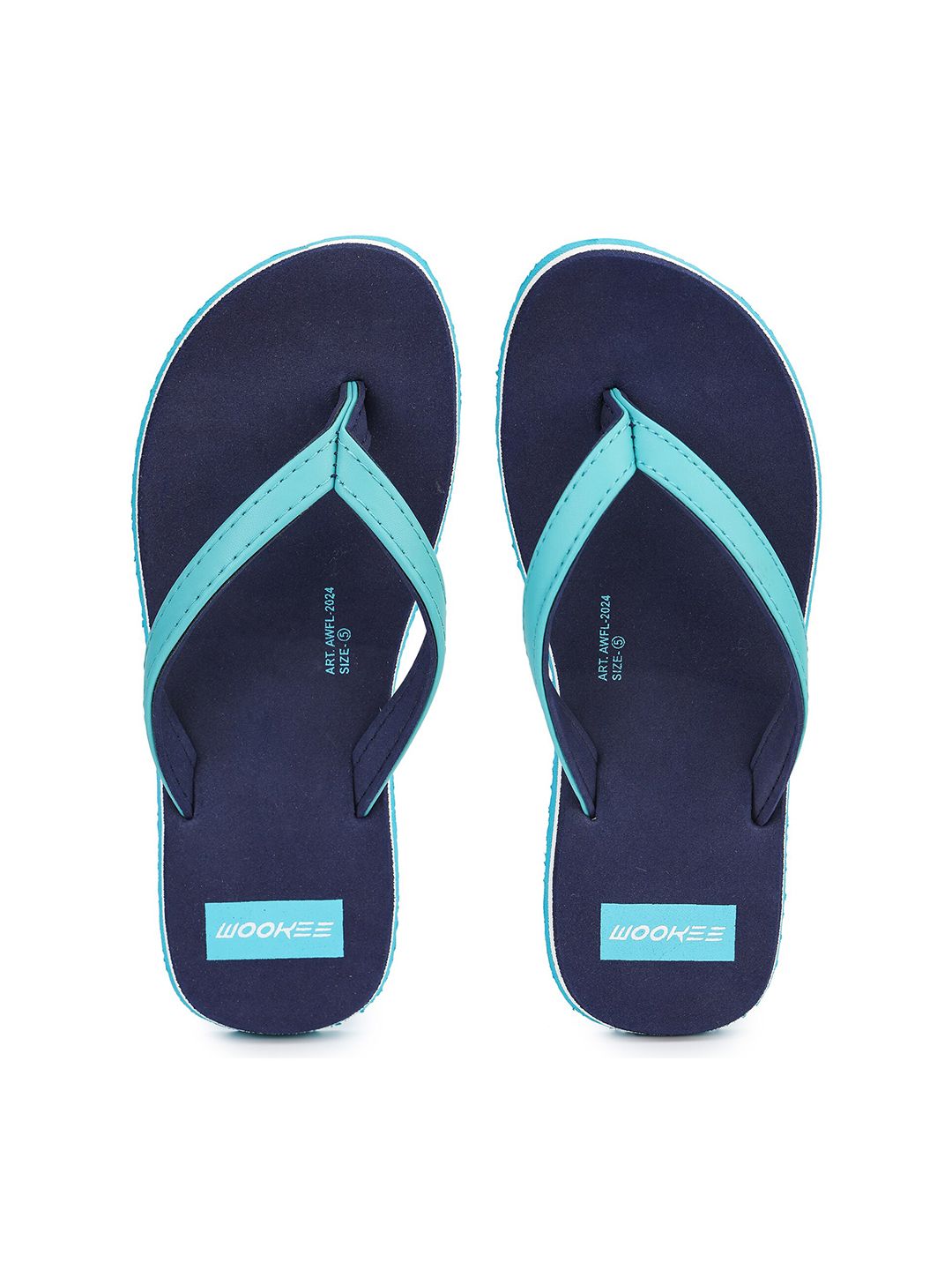 ABROS Men Navy Blue & Blue Printed Rubber Thong Flip-Flops-image-2