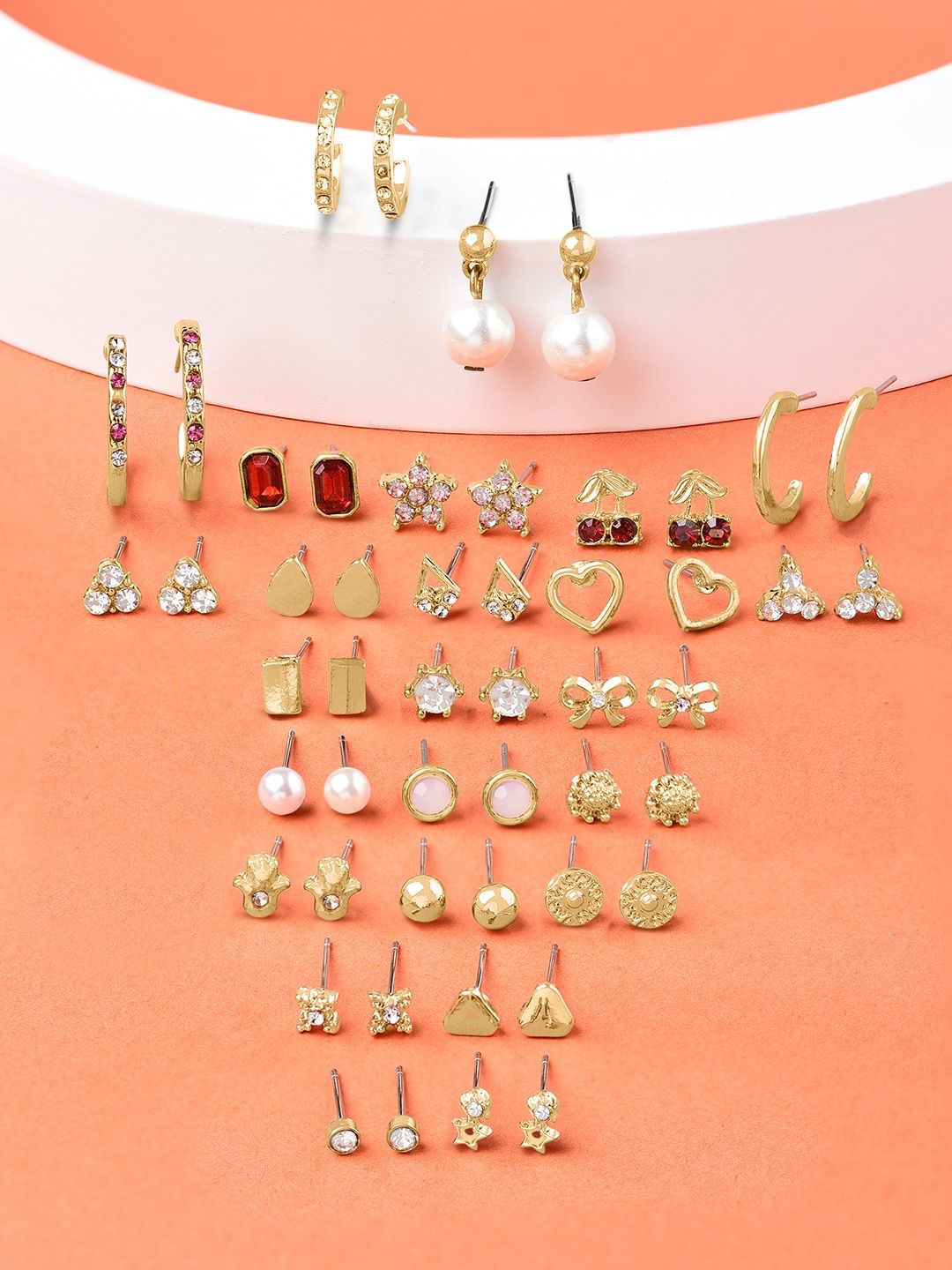 Zaveri Pearls 25 Gold-Toned Contemporary Studs Earrings-picture-25
