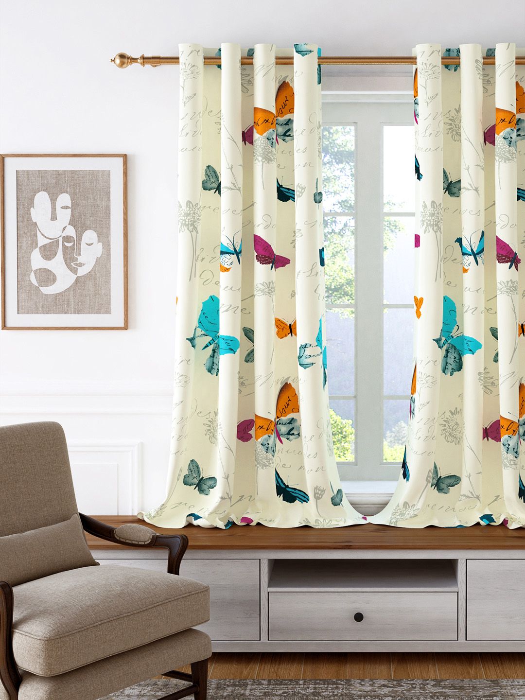 Story@home White & Pink Printed Room Darkening Window Curtain-picture-22