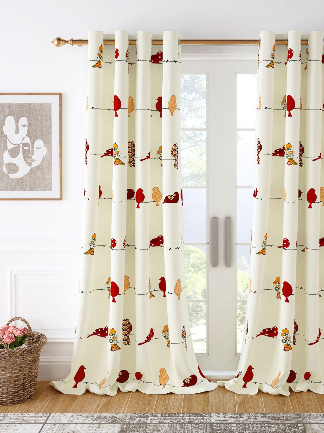 Story@home White & Red Printed Room Darkening Door Curtain-picture-29