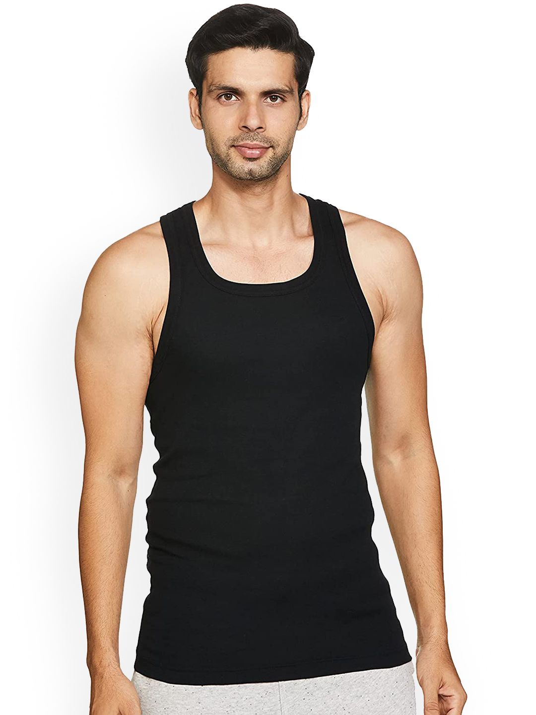 Macroman M-Series Men Black Solid Cotton Innerwear Vests-picture-31