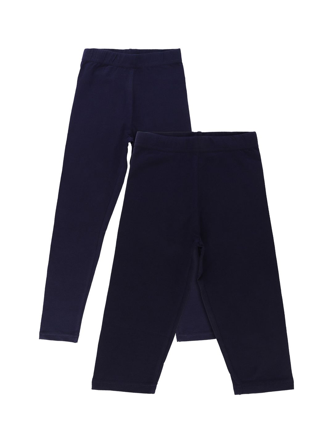 Bodycare Kids Girls Pack Of 2 Navy Blue Solid Cotton Ankle-Length Leggings-picture-12