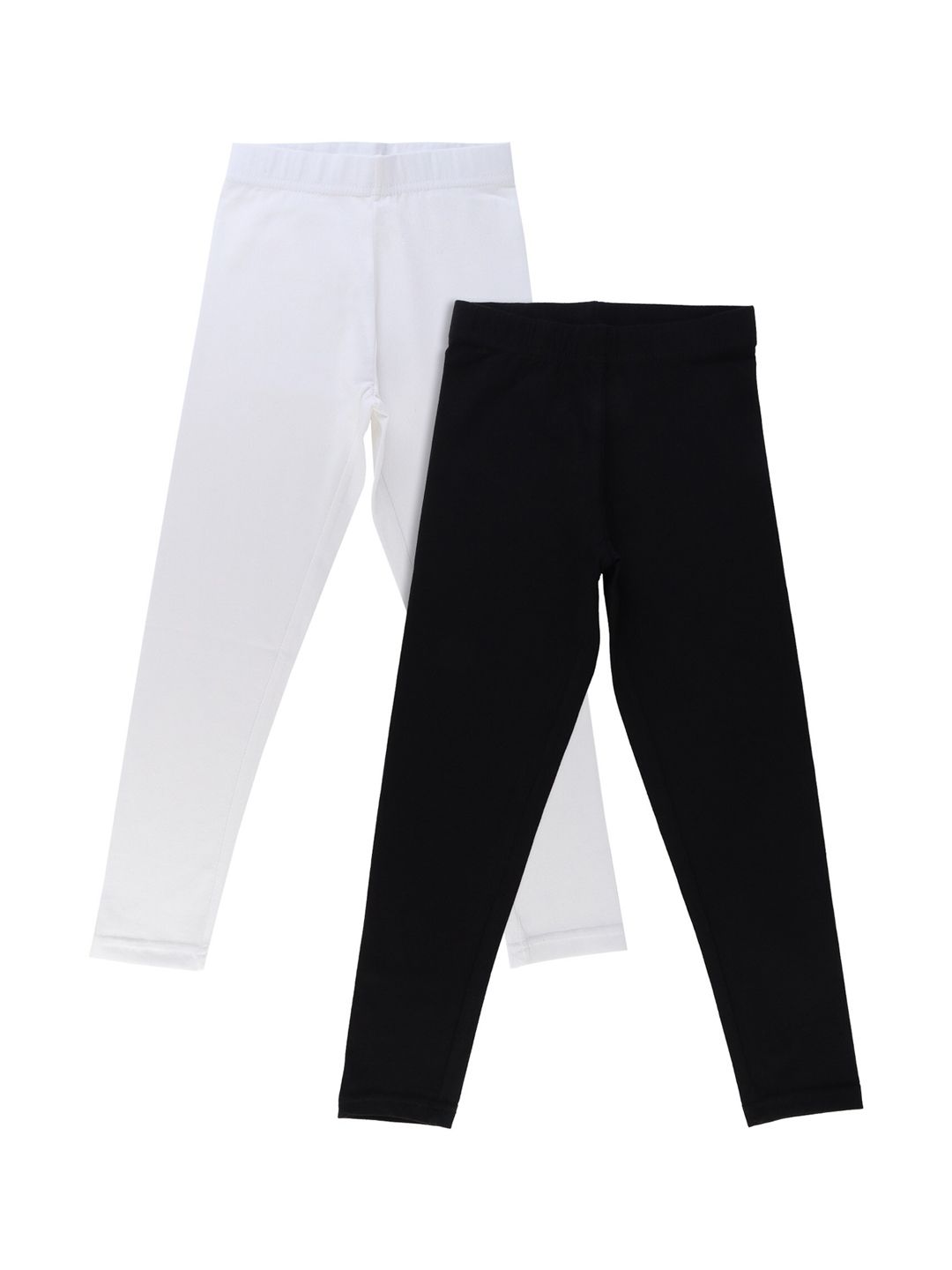 Bodycare Kids Girls Pack Of 2 White & Black Solid Leggings-picture-56