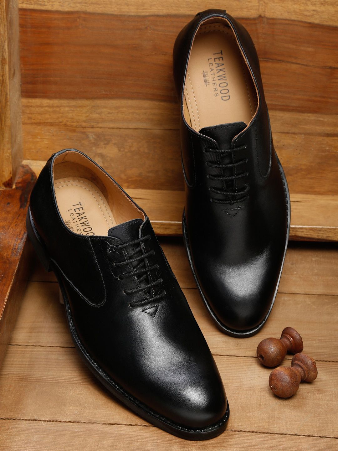 Teakwood Leathers Men Black Solid Leather Formal Oxfords-picture-19