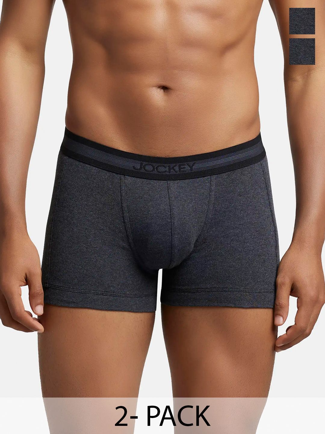 Jockey Men Pack of 2 Charcoal Black Solid Super Combed Cotton Trunk-picture-20