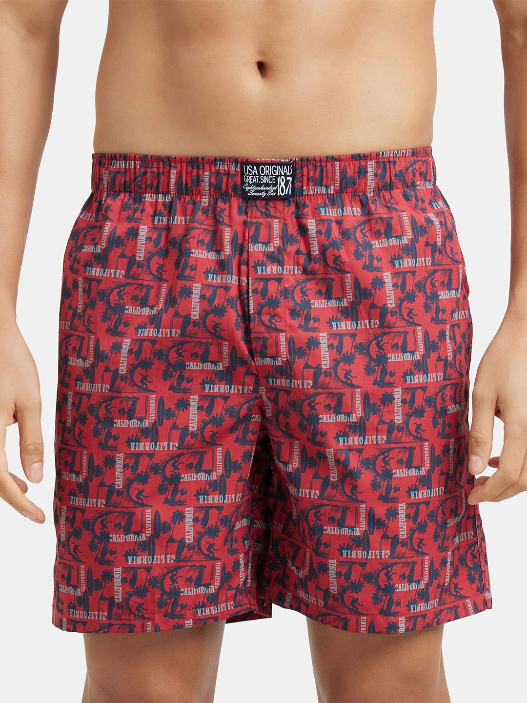 Jockey Men's Super Combed Mercerized Cotton Woven Printed Boxer Shorts with Side-image-24