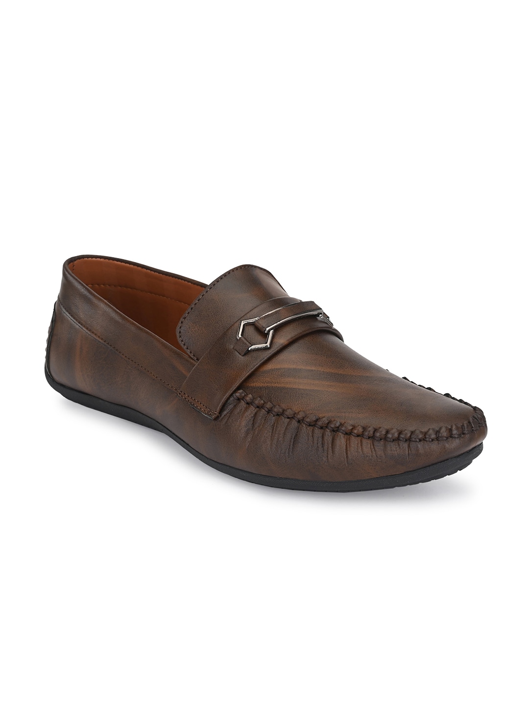 Fentacia Men Brown Textured Loafers