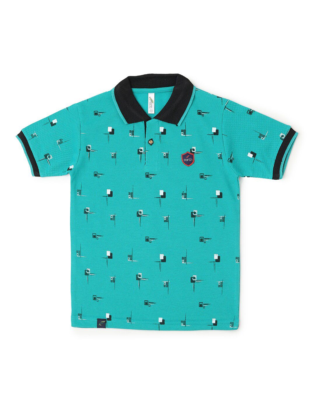 earth conscious Boys Green & Black Printed Polo Collar T-shirt-picture-19