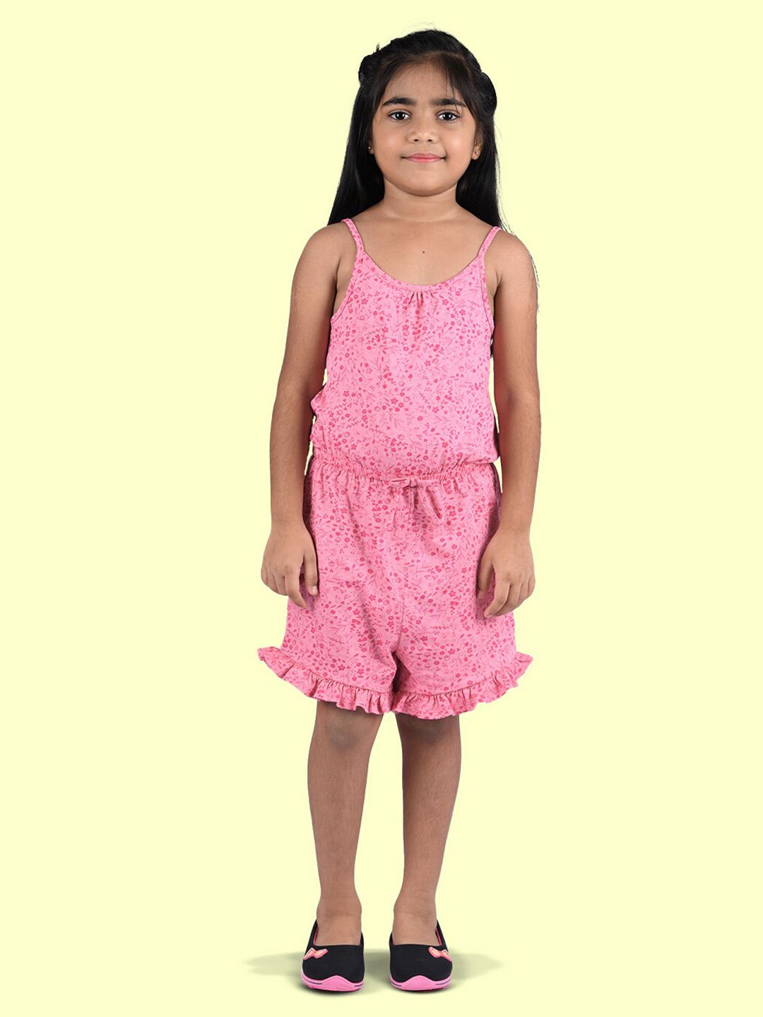 Zalio Girls Pink Printed Cotton Jumpsuit-picture-32