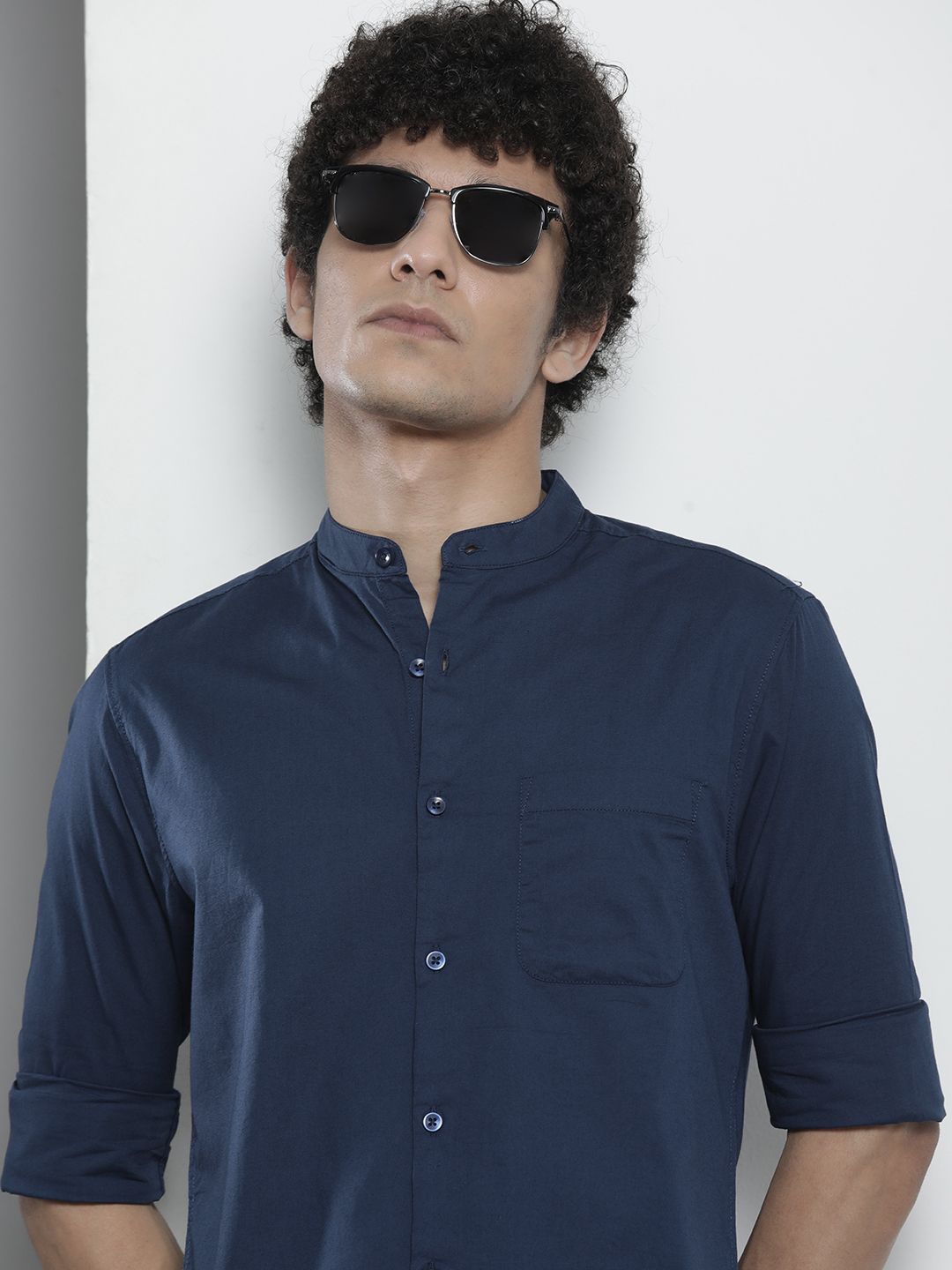 The Indian Garage Co Men Navy Blue Solid Casual Shirt-picture-40