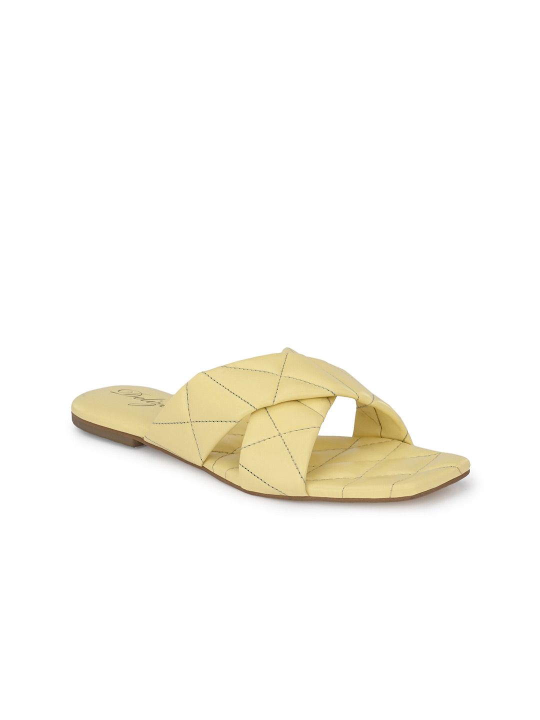 Delize Women Yellow Textured Open Toe Flats-image-37