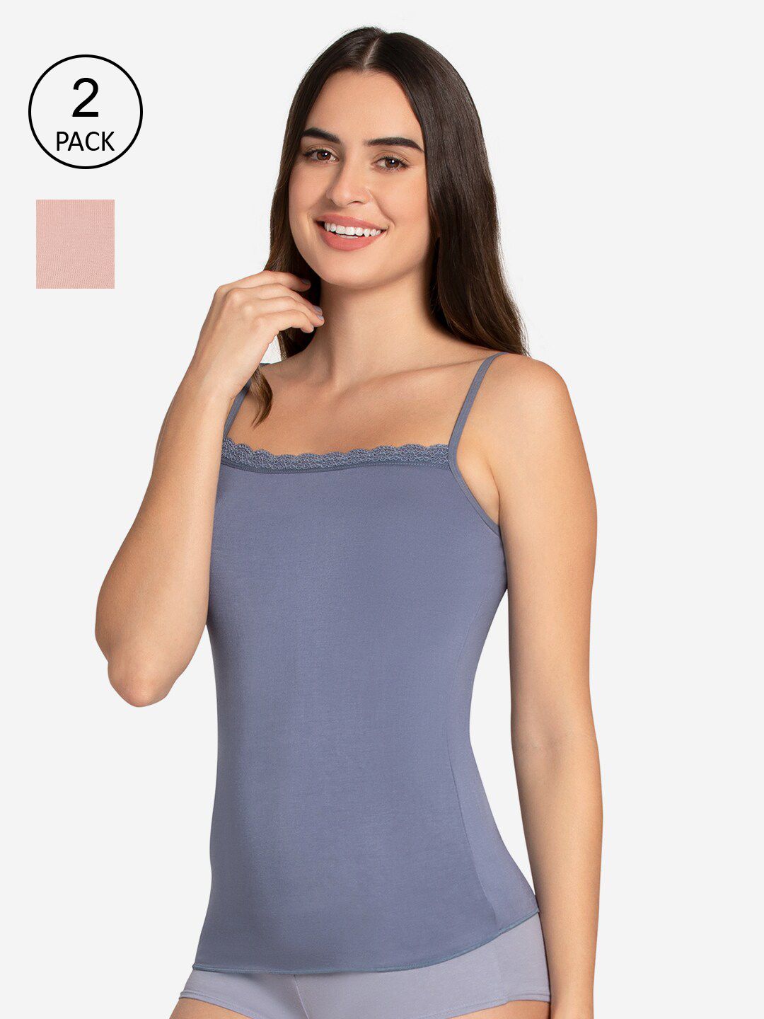 Amante  Pack Of 2  Women Solid Sleeveless Non-Padded Camisoles-picture-21