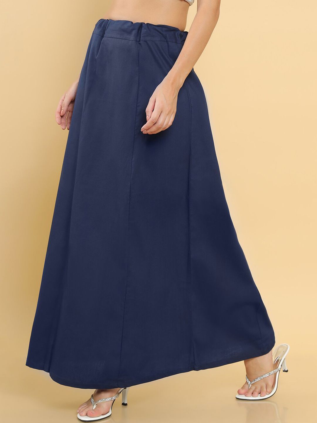 Soch Women Navy Blue Solid Cotton Blend Saree Shapewear-picture-15