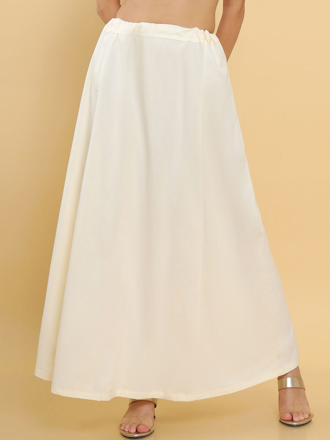Soch Women Cream Colored Solid Cotton Saree Petticoat-picture-23