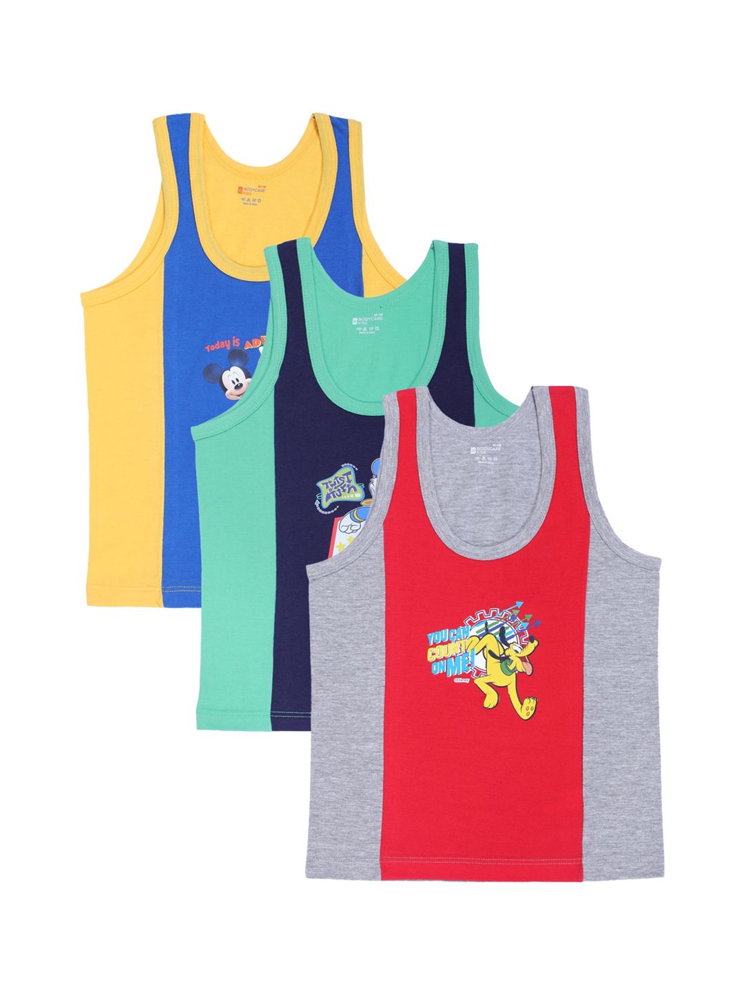 Bodycare Kids Boys Pack Of 3 Mickey & Friends Printed Cotton Innerwear Vests-picture-23