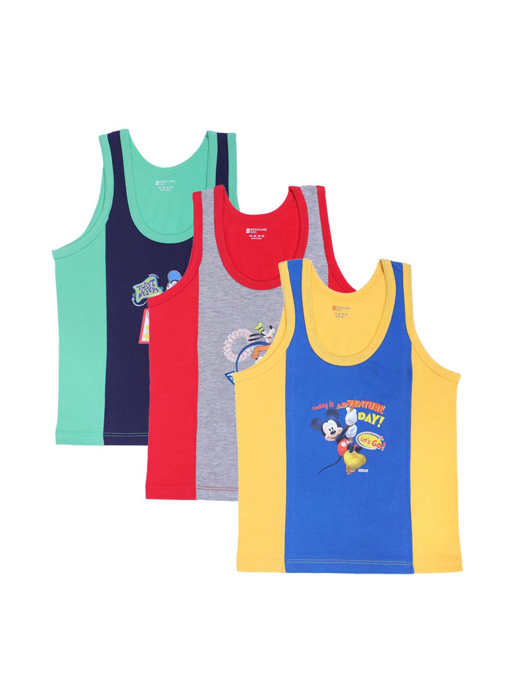 Bodycare Kids Boys Pack Of 3 Assorted Mickey & Friends Printed Cotton Innerwear Vests-picture-36