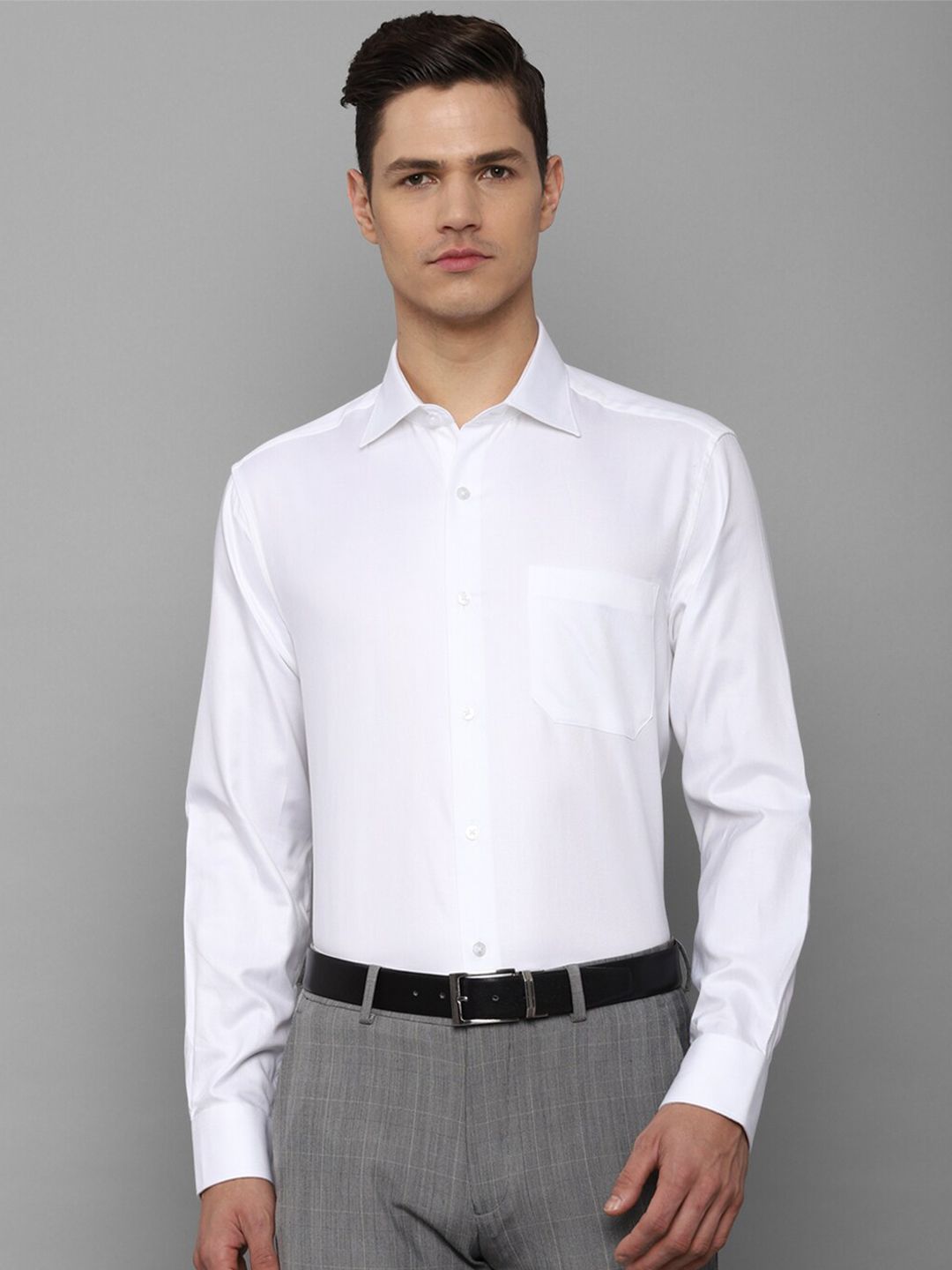 Louis Philippe Men White Solid Pure Cotton Slim Fit Formal Shirt-picture-10