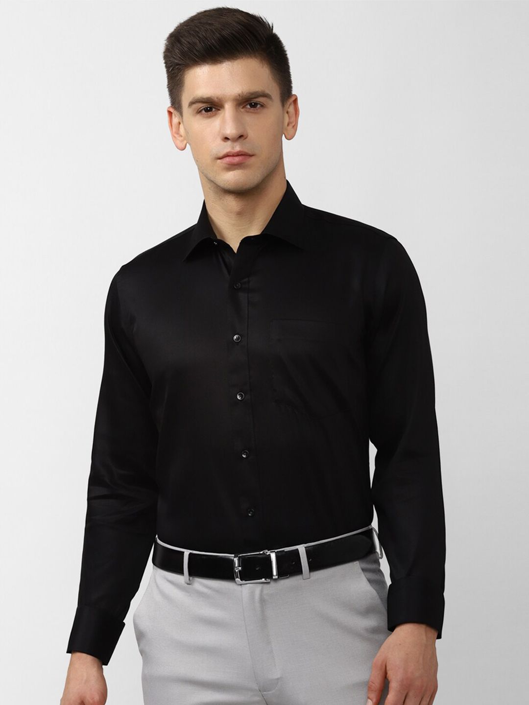 Van Heusen Men Black Solid Slim Fit Cotton Formal Shirt - Price History