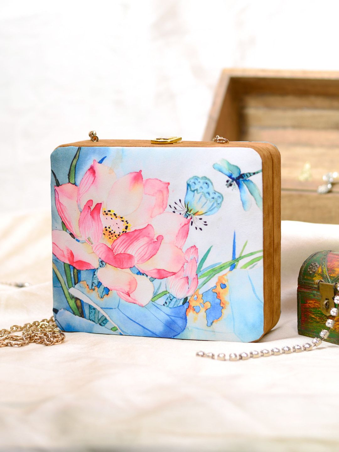 ARTKLIM Blue & Pink Printed Box Clutch-picture-57
