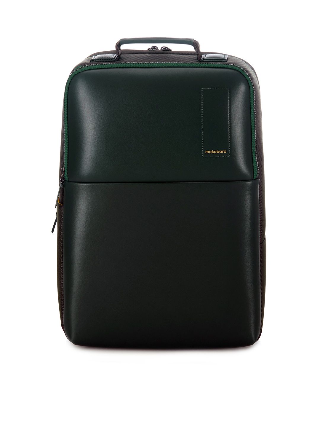 MOKOBARA Unisex Green & Grey Solid Synthetic Leather Backpack-image-3