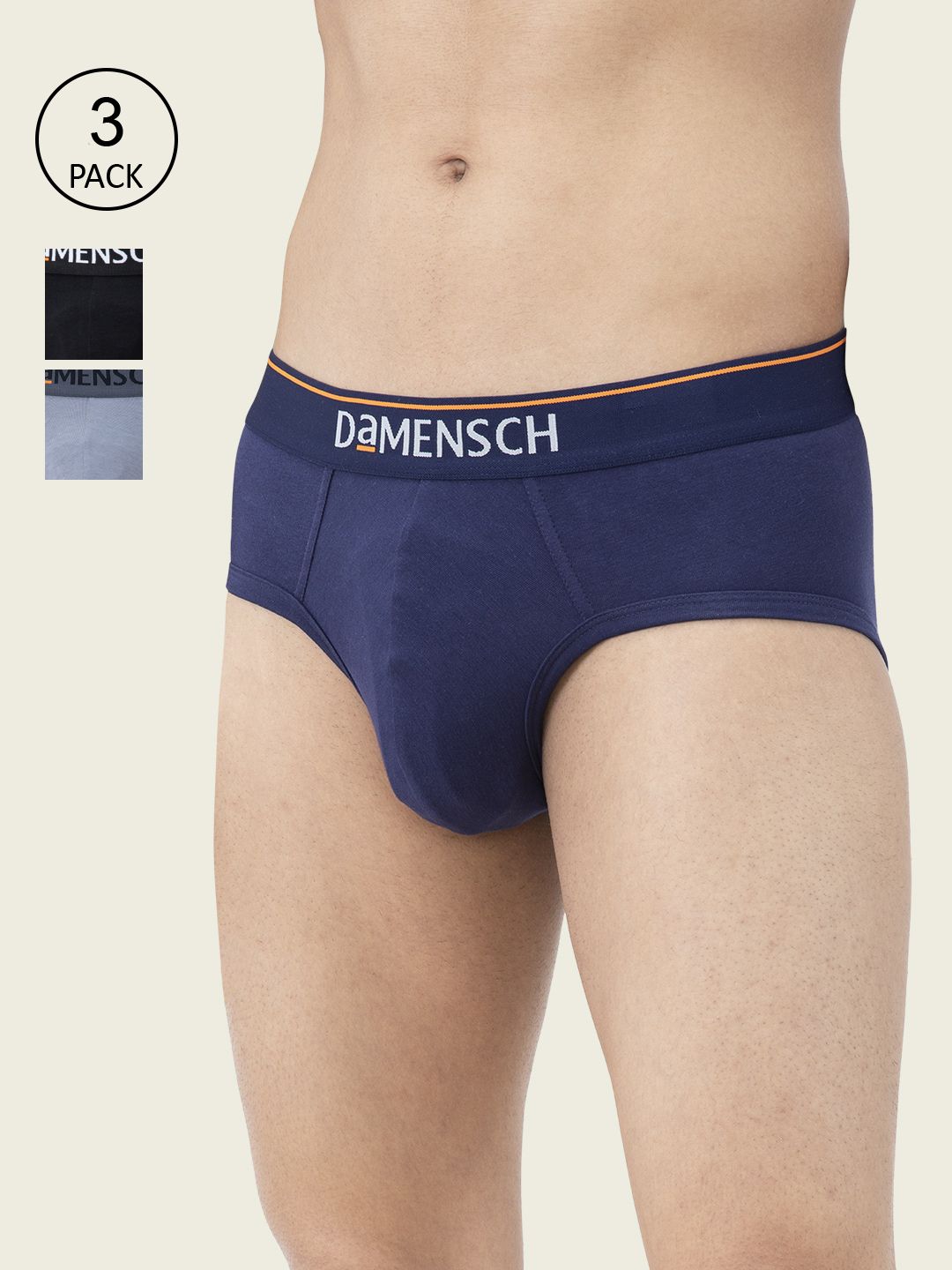 DAMENSCH Pack Of 3 DEO-COTTON MOISTURE FREE Anti Bacterial Briefs DAM-CTS-B-NNY-BKN-SRY-picture-31