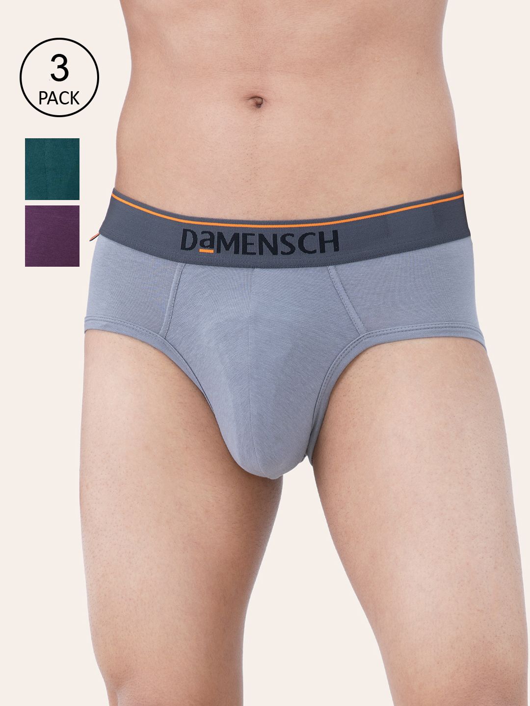DAMENSCH Men Pack of 3 Deo-Cotton Anti-Bacterial Briefs DAM-CTS-B-VOV-SRY-TTU-picture-37