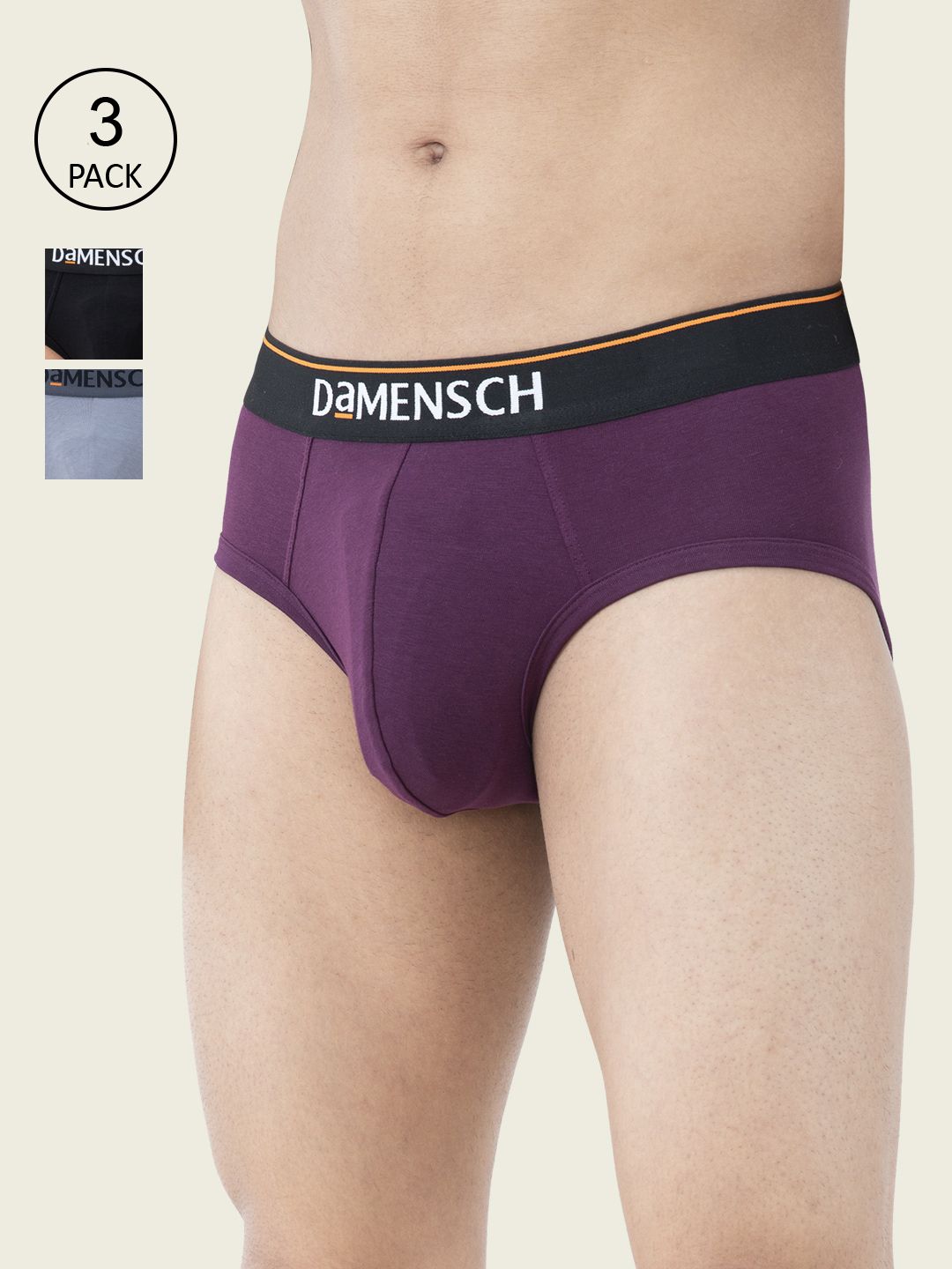 DAMENSCH Men Pack Of 3 Deo-Cotton Anti-Bacterial Moisture-Free Briefs-picture-36