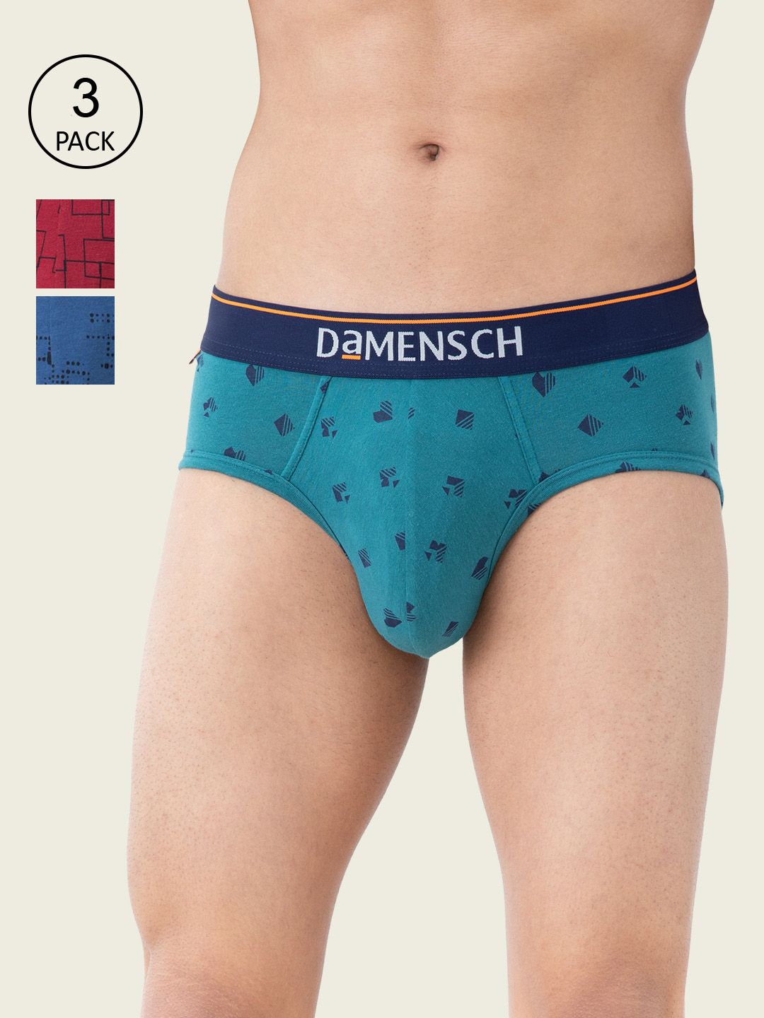 DAMENSCH Men Pack Of 3 Deo-Cotton Anti-Bacterial Moisture-Free Briefs-picture-39