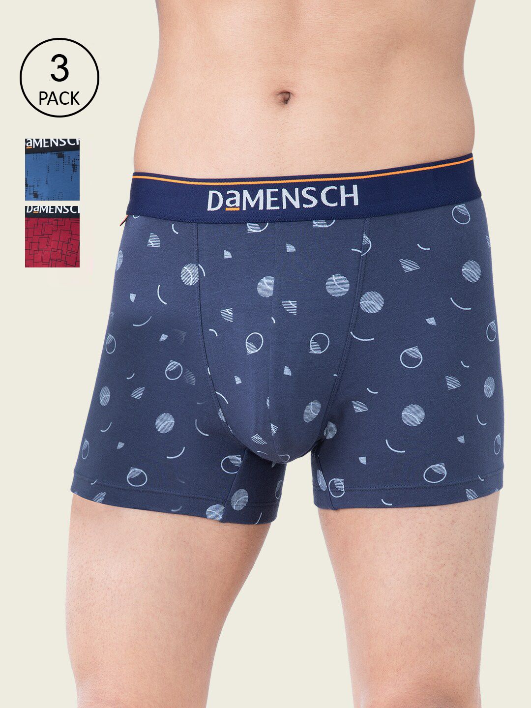 DAMENSCH Men Pack Of 3 Deo-Cotton Anti-Bacterial Moisture-Free Trunks-picture-38