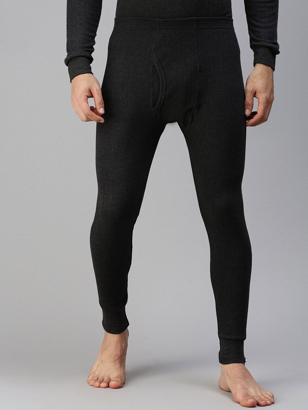 LUX PARKER Men Black  Solid Cotton Thermal Bottoms-picture-34