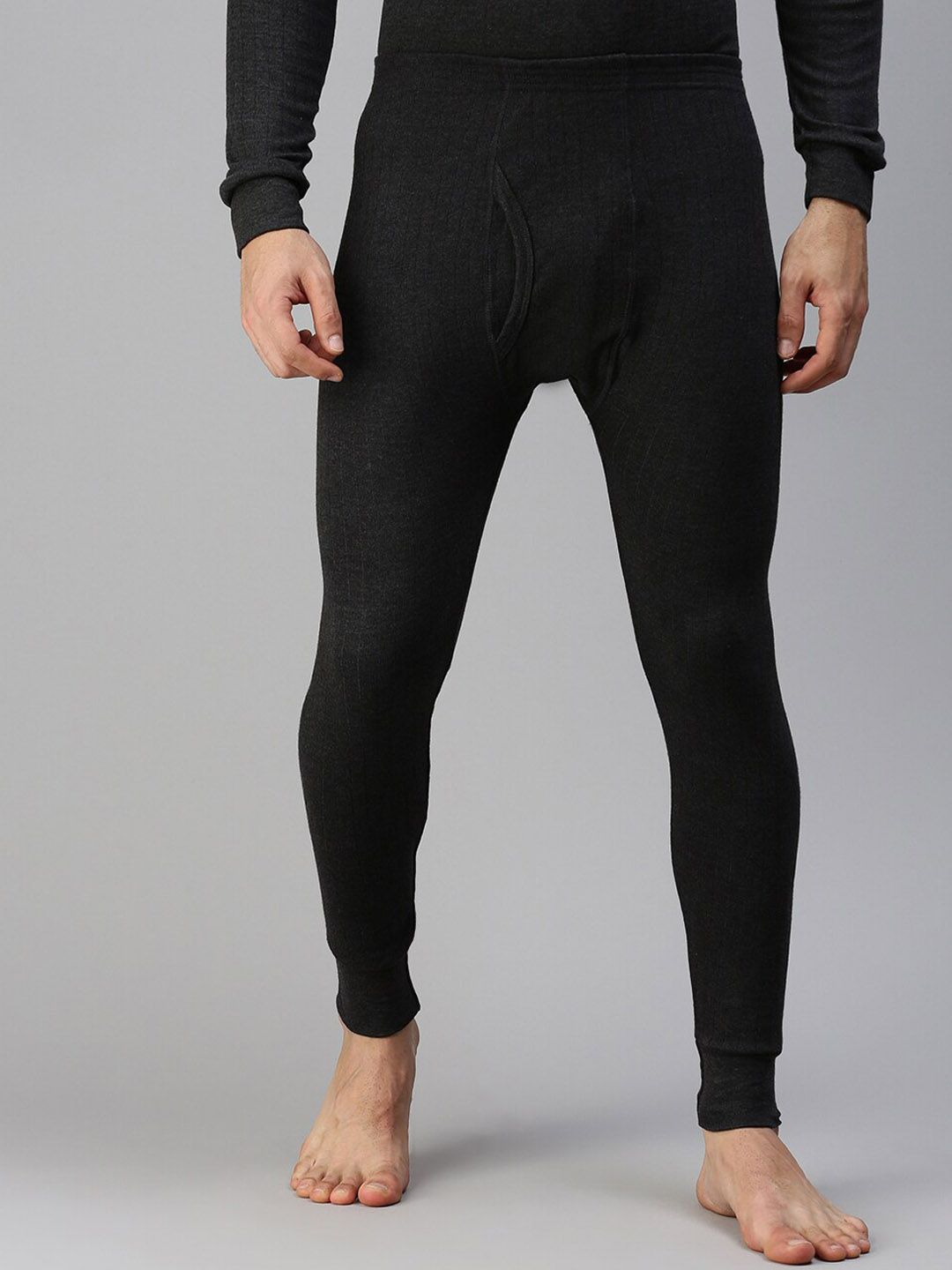 LUX PARKER Men Black Solid  Knitted Thermal Bottoms-image-37